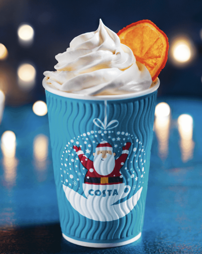 How many calories in Costa and Starbucks Christmas coffees?